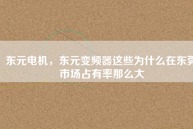 東元電機，東元變頻器這些為什么在東莞市場占有率那么大